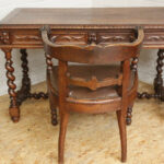 22DG1 Oak hunting style chairs with writing desk