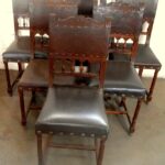 XXX-4 - 6 Henry II walnut chairs with Original Leather