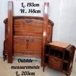 13DG100- Exceptional French Art deco Walnut Queen size bed and nightstand