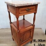 16DG46 Tall Mahogany and Inay Nightstand/ Cabinet with Marble top