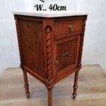 16DG54-Oak Art deco Nightstand/ Cabinet with Marble top