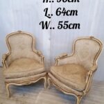 SC11-A French Pair of Painted Louis XV style and Gold leafed Bergere Chairs1