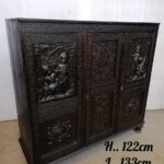 A 19th century German cabiet with beautiful Repoussè leather doors