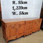 23DG68 - Oak Louis XV Sideboard with 4 doors and 4 drawers in the middle